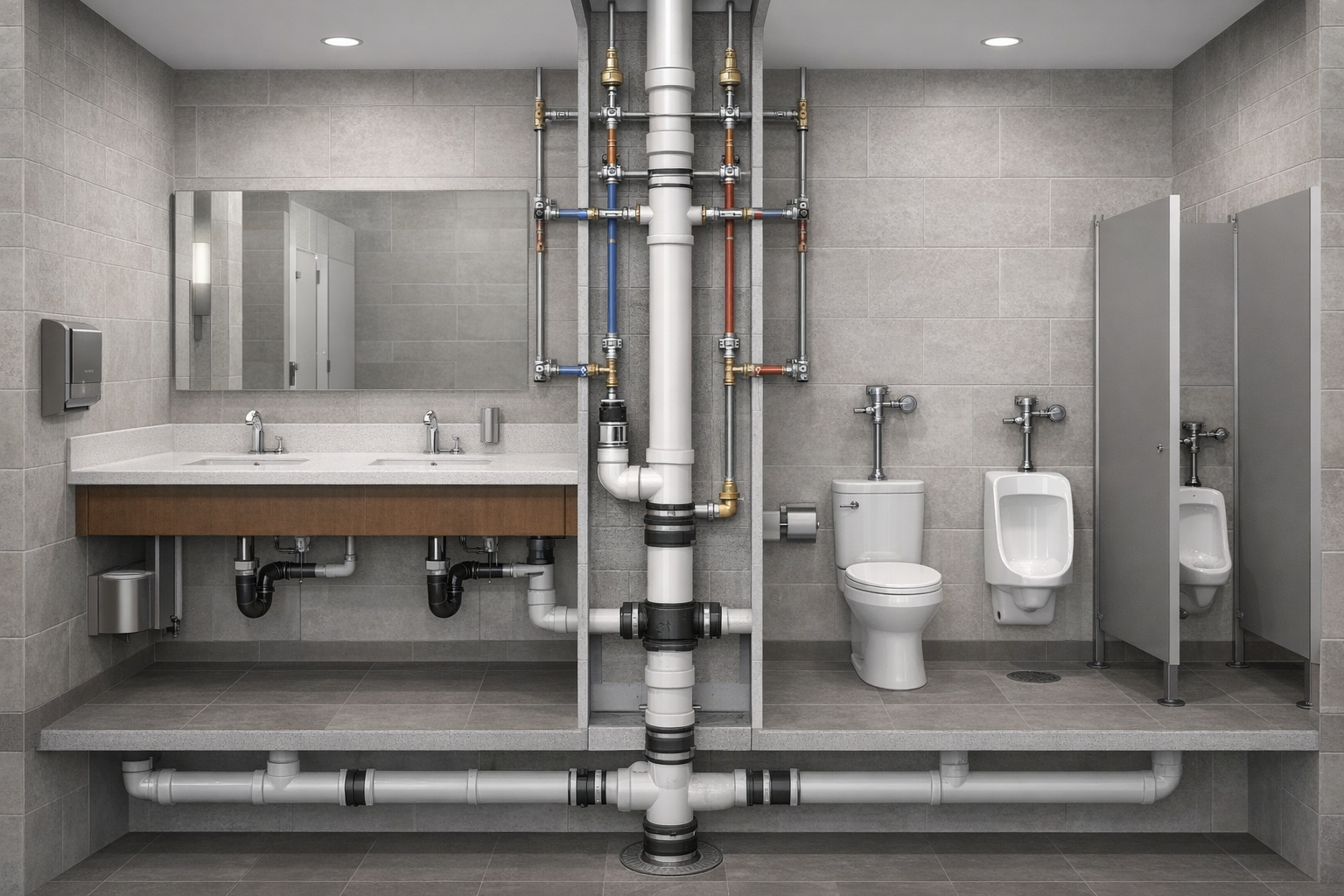 Finish family standardization for commercial restroom stacks to reduce SKU drift and maintenance variance